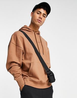 Good For Nothing Stamp oversized hoodie in brown
