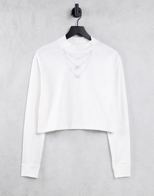 Nike necklace detail mock-neck long sleeve T-shirt in white