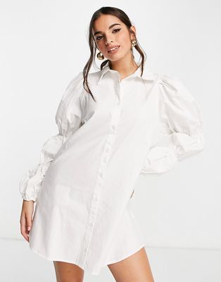 In The Style x Lorna Luxe tiered sleeve shirt in white