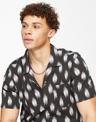 Levi's camper revere collar shirt in black abstract spot print