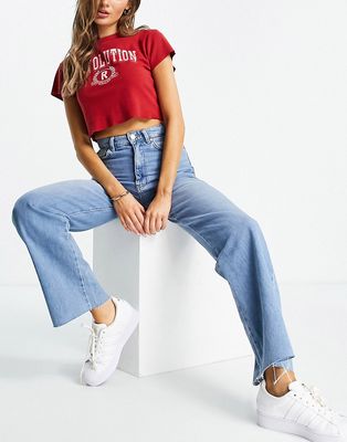 Stradivarius 90s dad jean in washed blue-Blues