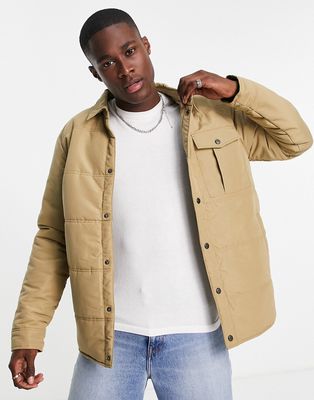 Only & Sons padded work jacket in beige-Neutral