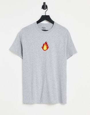 Heartbreak flame graphic t-shirt-Grey
