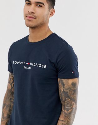 Tommy Hilfiger embroidered flag logo t-shirt in navy