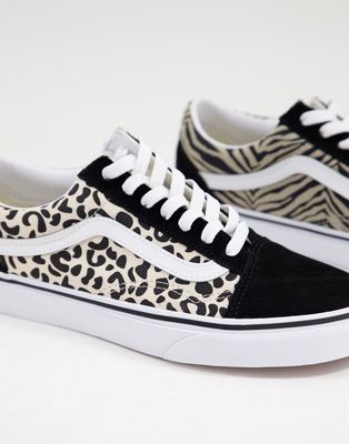 Vans Old Skool Safari Multi leopard print sneakers in black