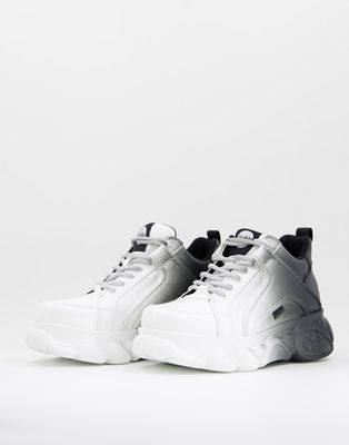 Buffalo CLD Corin low platform sneakers in black and white fade-Multi