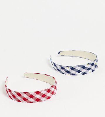 My Accessories London Exclusive 2-pack headbands in gingham-Multi
