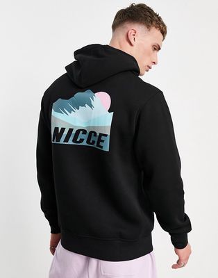 Nicce valley backprint hoodie in black
