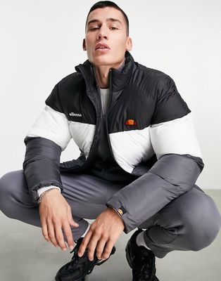 ellesse color block puffer in gray and black exclusive to ASOS-Grey