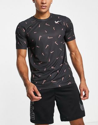 Nike Training Dri-FIT all over swoosh print t-shirt in black