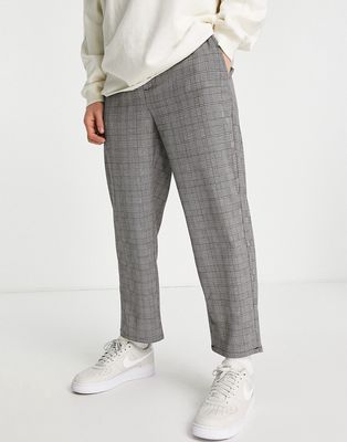 Only & Sons wide fit pants in gray check