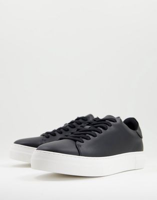 Selected Homme leather chunky sneakers in black