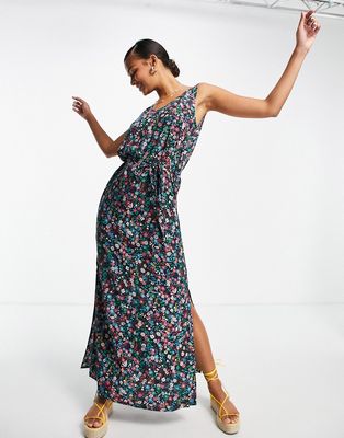 JDY maxi dress with tie waist detail in floral print-Multi