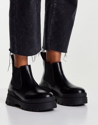& Other Stories leather chunky sole ankle boots in black