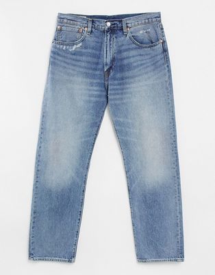 Levi's 551z authentic straight fit jeans in hula hopper mid indigo worn-in wash-Blues