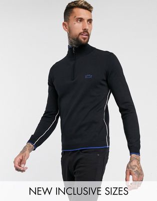 BOSS Athleisure Ziston half zip knitted sweater in black
