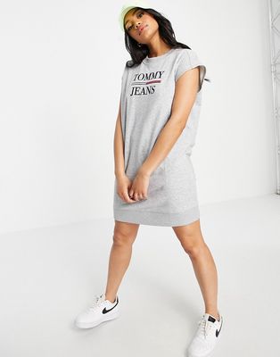 Tommy Jeans logo sleeveless dress in gray-Grey