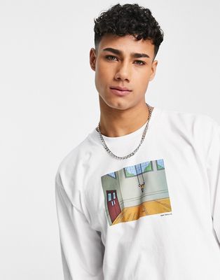 Levi's x Simpsons capsule long sleeve t-shirt with millhouse print in white-Black