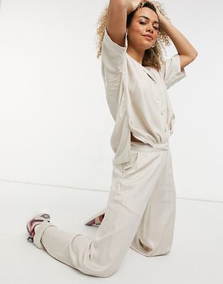 Noisy May wide leg pants in stone - part of a set-Neutral