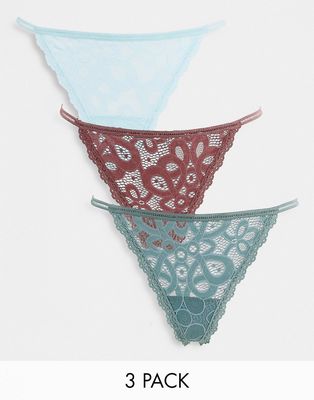 Gilly Hicks 3 pack lace g-string in multi