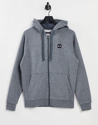 Under Armour Rival fleece zip thru hoodie in gray-Grey