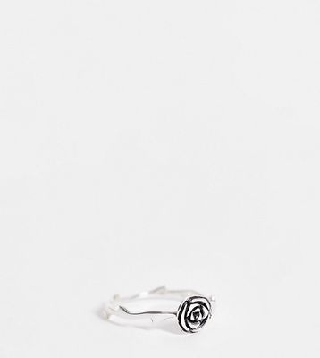 ASOS DESIGN Curve sterling silver ring in rose design