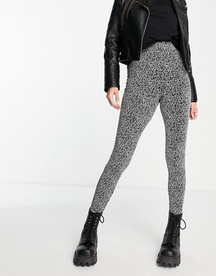 Pieces sparkle high waisted leggings in black