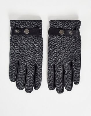 Boardmans harris tweed gloves in black