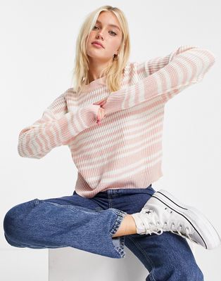 Wednesday's Girl relaxed sweater in pastel stripe-Pink