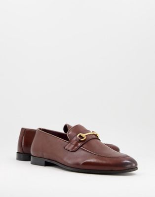 Walk London Terry snaffle loafers in brown leather