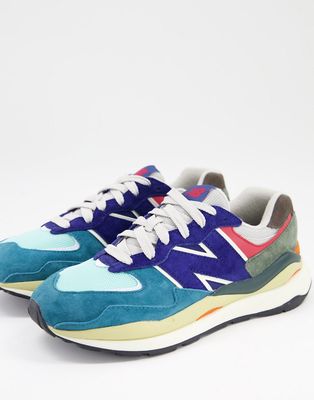 New Balance 57/40 suede sneakers in blue multi color block-Blues