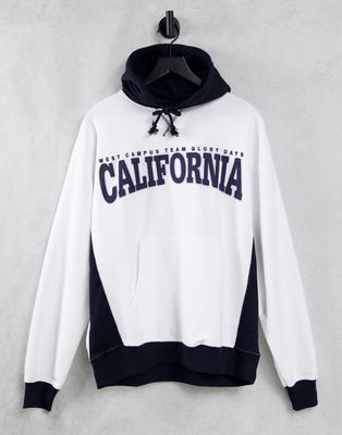 Pull & Bear California varsity hoodie in gray-Grey