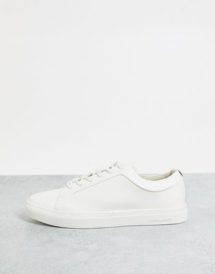 Jack & Jones Premium faux leather sneaker in white