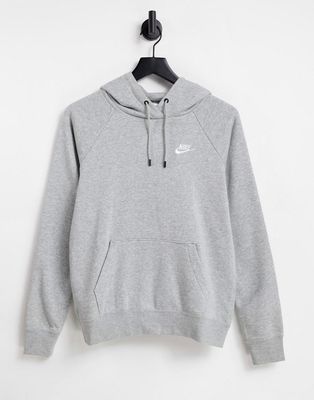 Nike Essential fleece hoodie in gray heather-Grey