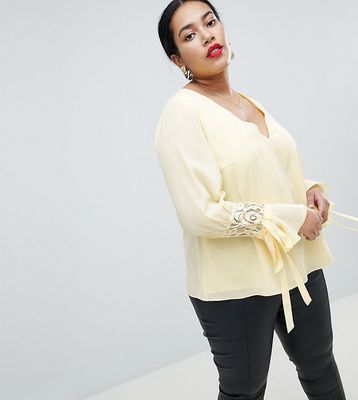 Lovedrobe Blouse With Ruched Sleeve-Yellow