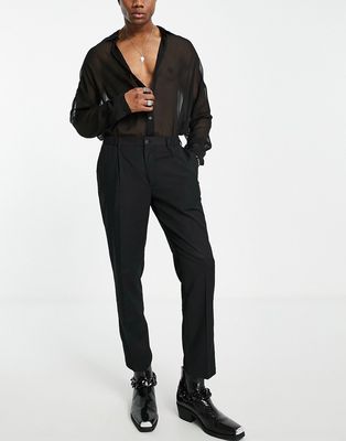 Devils Advocate pleated relaxed tapered suit pants-Black