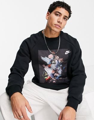 Nike Masterpiece Pack photo print crew neck fleece sweatshirt in black