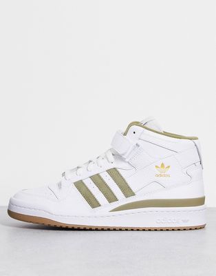 adidas Originals Forum Mid sneakers in white and orbit green