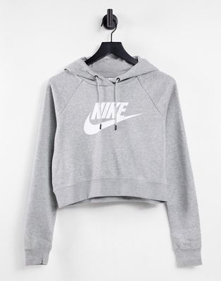 Nike Essentials Fleece HBR crop hoodie in gray heather