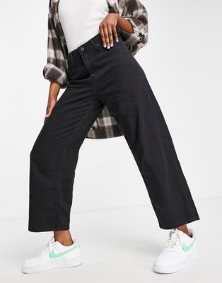 Lee Jeans high rise cropped wide leg jeans in black