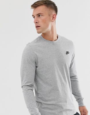 Nike Club long sleeve T-shirt in gray heather