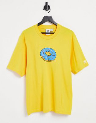 adidas Originals x Simpsons donut T-shirt in yellow
