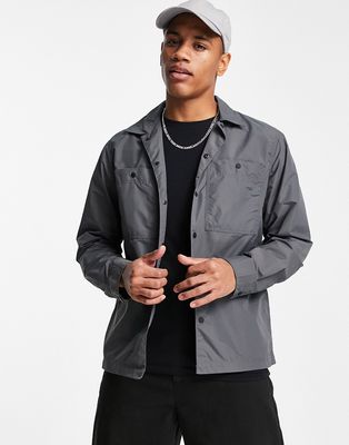 Selected Homme relaxed nylon overshirt in gray