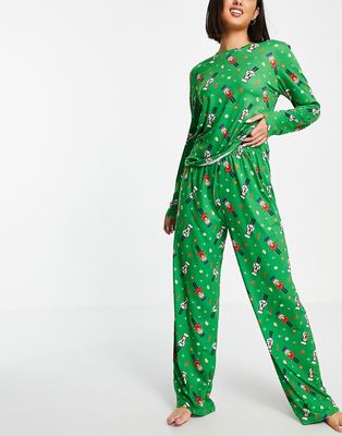 Loungeable nutcracker legging pajama set in green