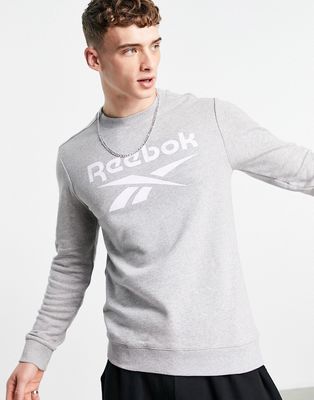 Reebok identity big logo crew neck sweatshirt in medium gray-Grey