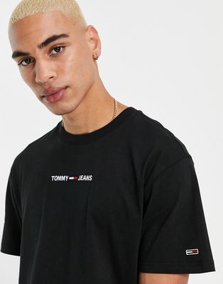 Tommy Jeans small text chest logo T-shirt in black
