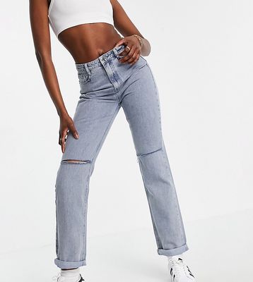 Missguided Tall dad jean with knee slash in blue-Blues