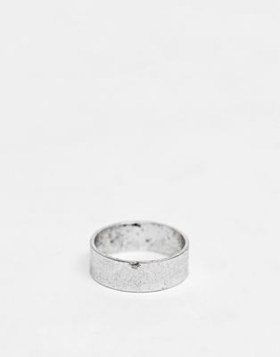 ASOS DESIGN band ring in burnished silver tone