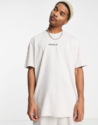 adidas Originals edge seam and split sleeve t-shirt in beige-Neutral