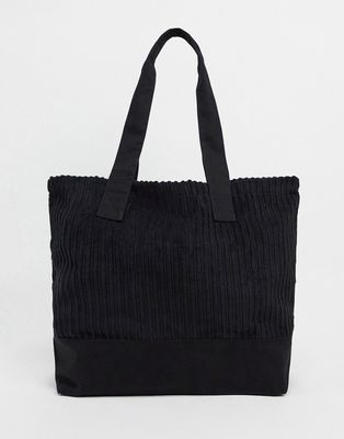 ASOS DESIGN oversized tote bag in black cord